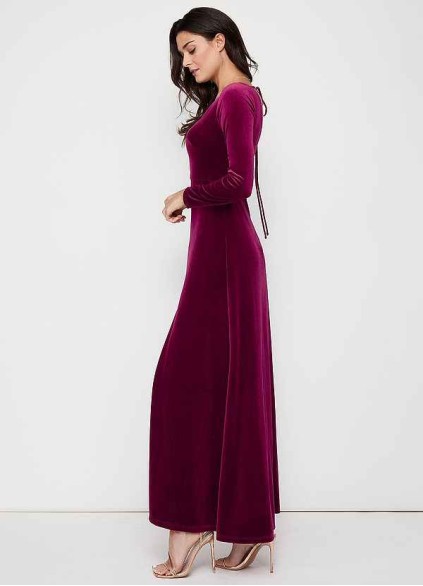 Blush Mark New Moon Cabernet Velvet Maxi Dress