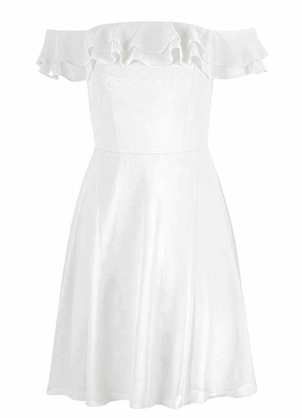AZ Occasions Mini Chiffon Dress with Off the Shoulder Sleeves